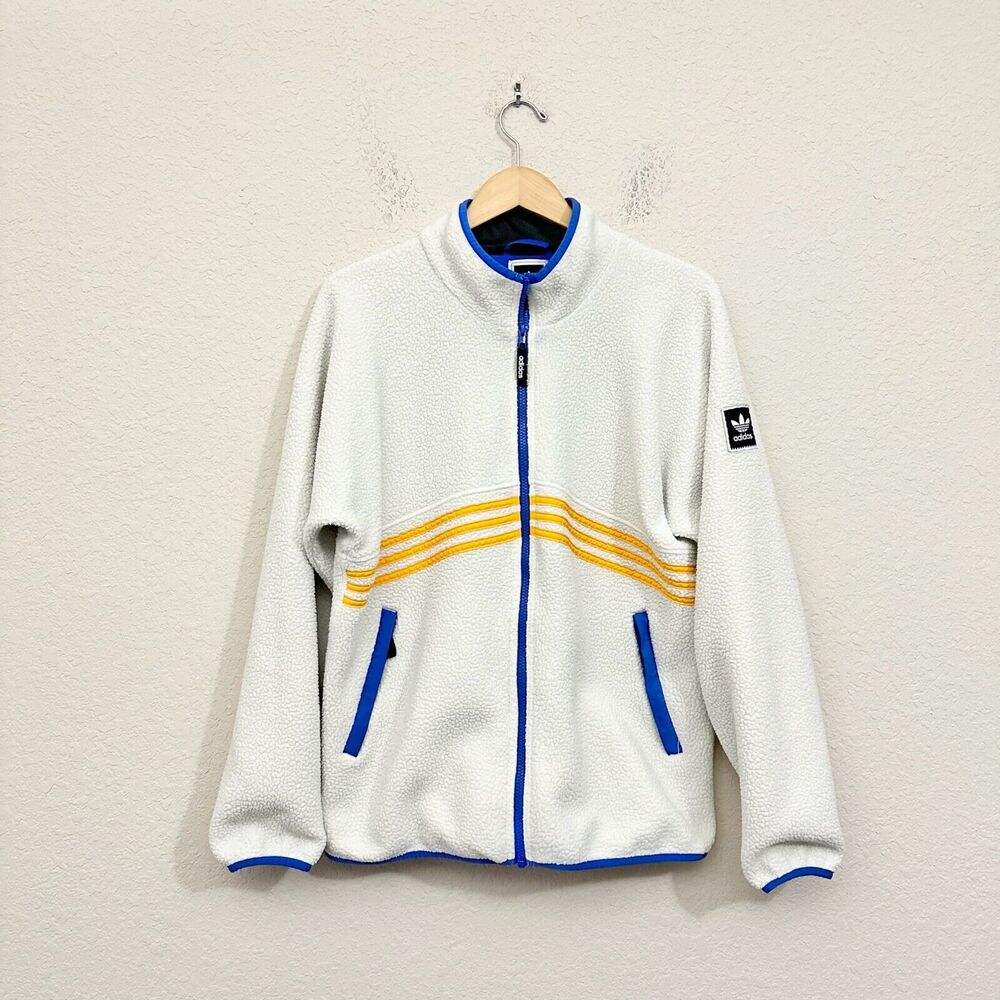 ADIDAS ORIGINALS Trefoil Logo Sherpa Full Zip Jacket in White #EE0309